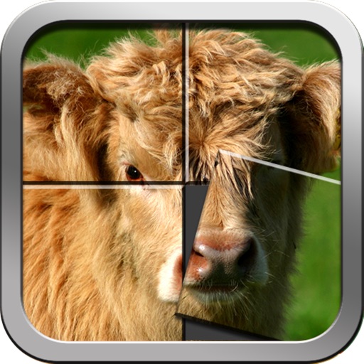 Cute baby farm animal puzzle icon