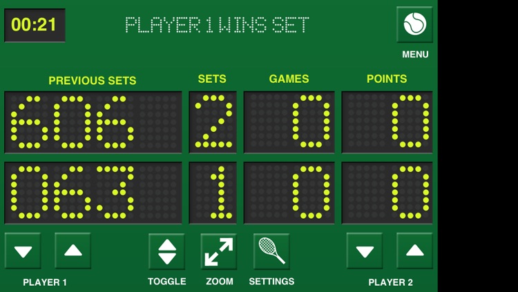 Game Set Match Tennis Scoreboard