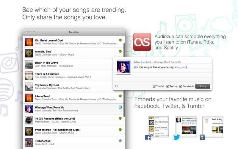 Audiozue for iTunes, Spotify, & Rdio screenshot 2