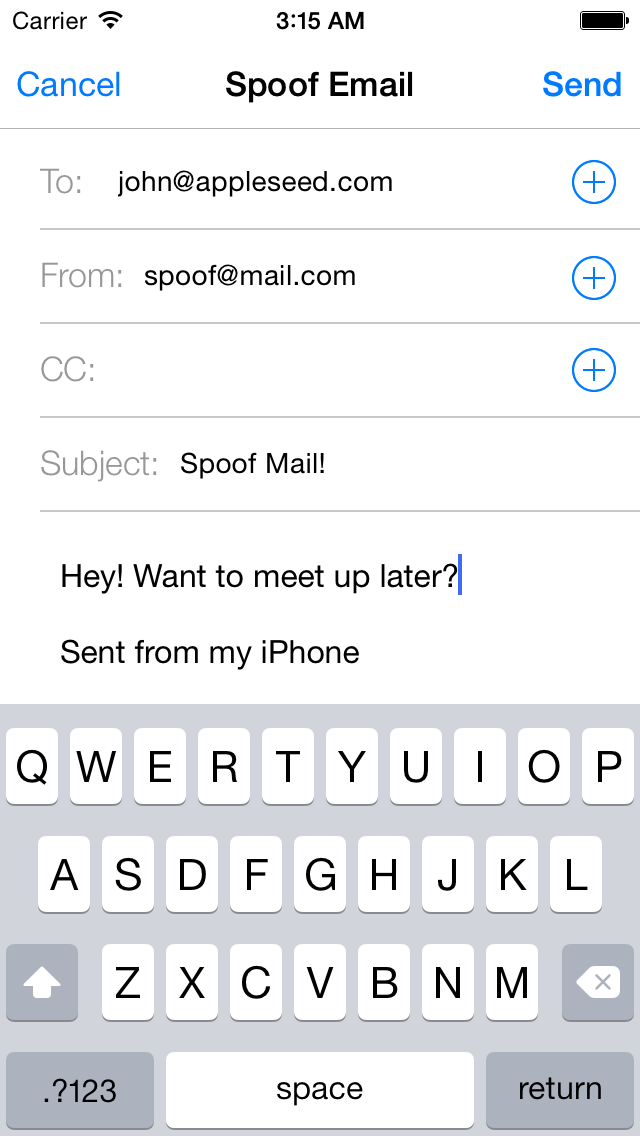 Spoof E-Mail Screenshot 1