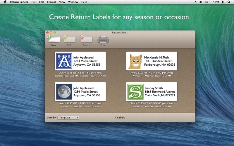 Return Labels Screenshot