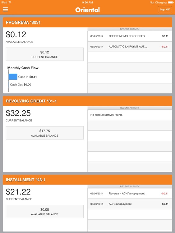 Banca Móvil de Oriental Bank para iPad