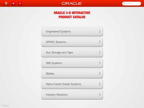 Screenshot of Oracle 3-D Interactive Product Catalog