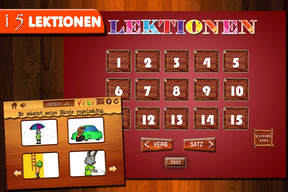 Verben für Kinder- Teil 1-Animierte Deutsch Sprach-Lern-Lektionen & Spiele: KIds learn German verbs easily Free screenshot 4