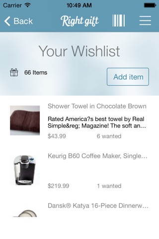 RightGift.com Universal Wish List & Gift Registry with Barcode Scanner screenshot 3