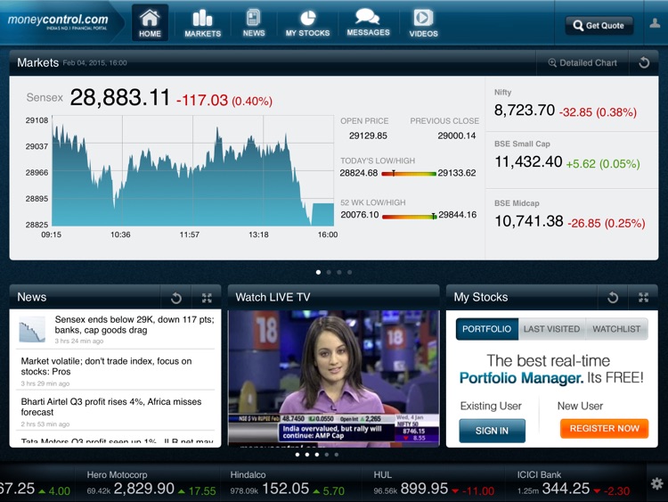 moneycontrol for iPad - Financial Markets and Business News