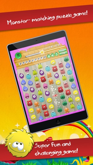 Cute Monster Heroes Match Threes Puzzle 