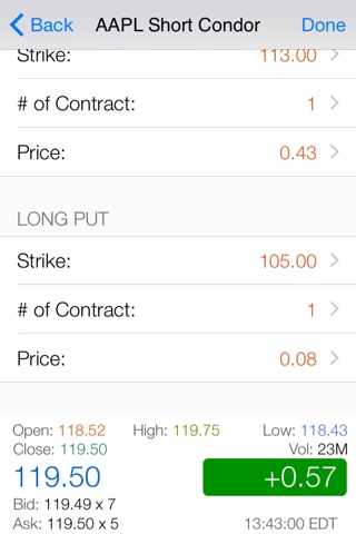 Iron Condor Option Strategy Profit Loss Calculator screenshot 2