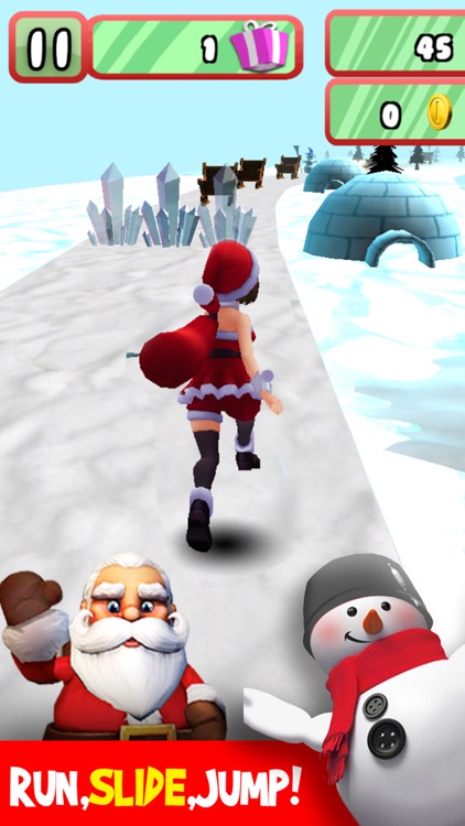 3D Lady Santa Run - Frozen Happy New Year Racing