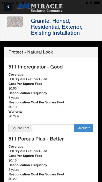 Miracle Sealants Calculator