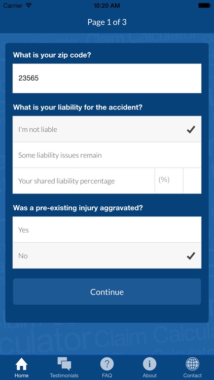 Accident Injury Claim Calculator