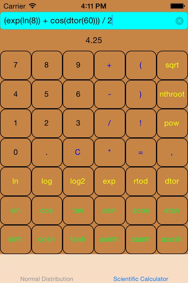 Scientific Calculator With Normal/Gaussian Distribution screenshot 2