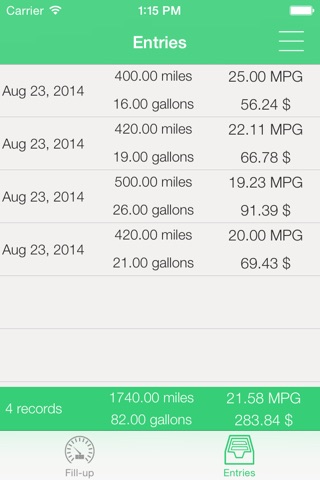 Fuel Consumption Tracker - MPG and L/100KM Tracker screenshot 3