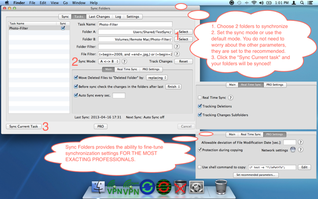 keep two folders synchronized mac