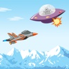 Shoot UFOs: arcade jet plane flying and shooting defence game