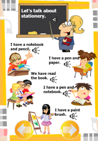 School supplies list and English conversation learning for kids screenshot 3