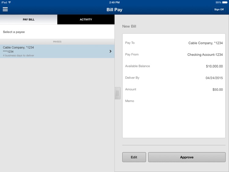Amegy Mobile Banking for iPad