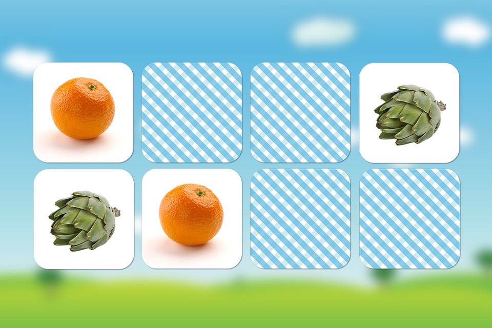 Fruits and vegetables flashcards quiz and matching game for toddlers and kids in English screenshot 3