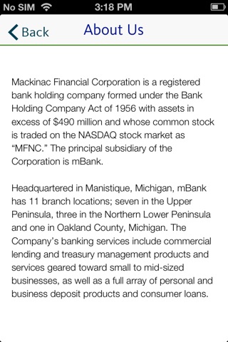 Mackinac Financial IR screenshot 2