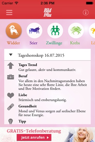 BILD der FRAU - Mein Horoskop screenshot 2