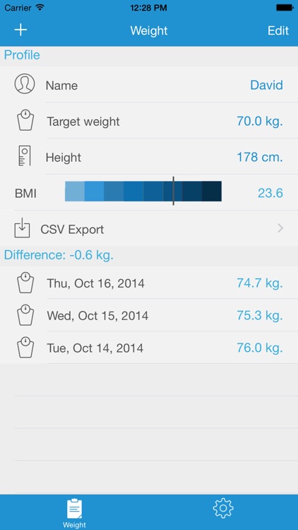 Weight Tracker - Control your weight and BMI !