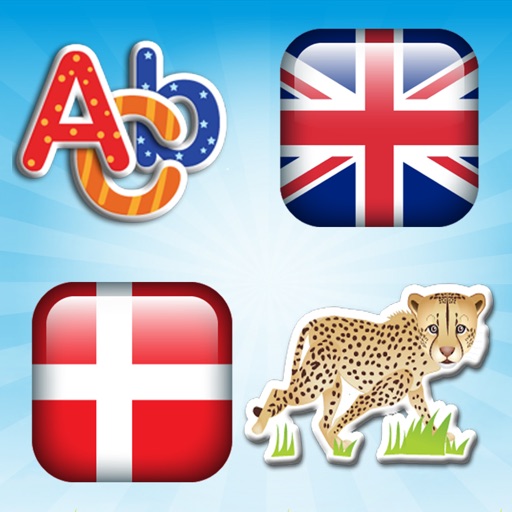 Danish - English Voice Flash Cards Of Animals And Tools For Small Children