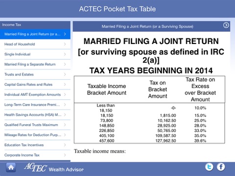 ACTEC Pocket Tax Table screenshot 2