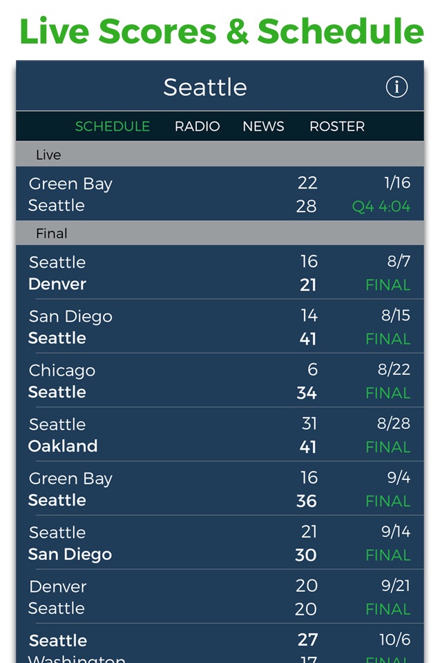Seattle Football Radio & Live Scores screenshot 2