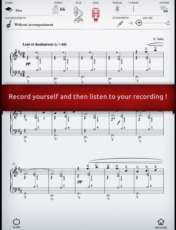 Play Satie – Gymnopedie No. 1 (interactive piano sheet music)