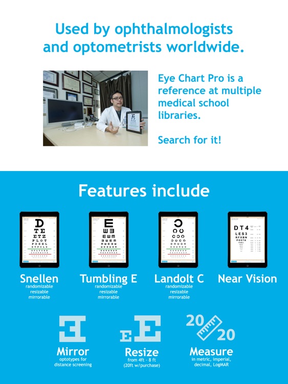 Eye Chart Pro - Test Vision and Visual Acuity better with Snellen, Sloan, ETDRS, and Near Vision Exams!