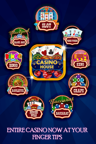 Casino House: Blackjack, Slot Machine, Craps, Bingo,Baccarat,Video Poker,Keno,Roulette screenshot 2
