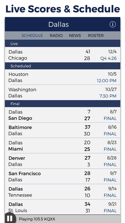 Dallas Football Radio & Live Scores