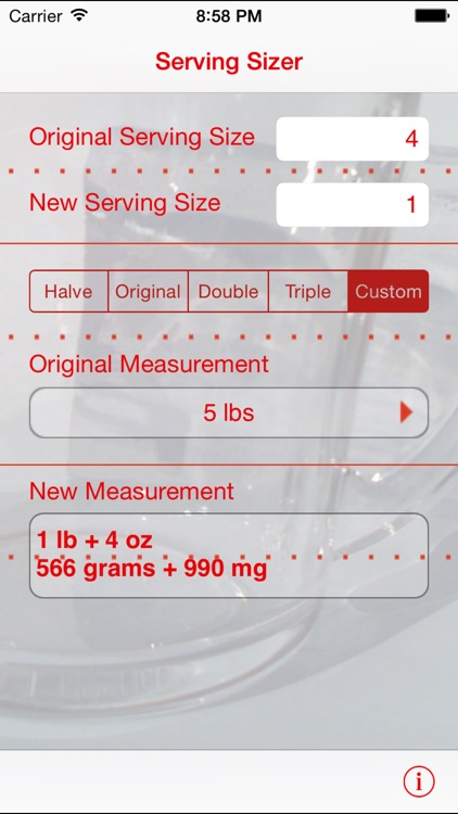 Serving Sizer recipe converter