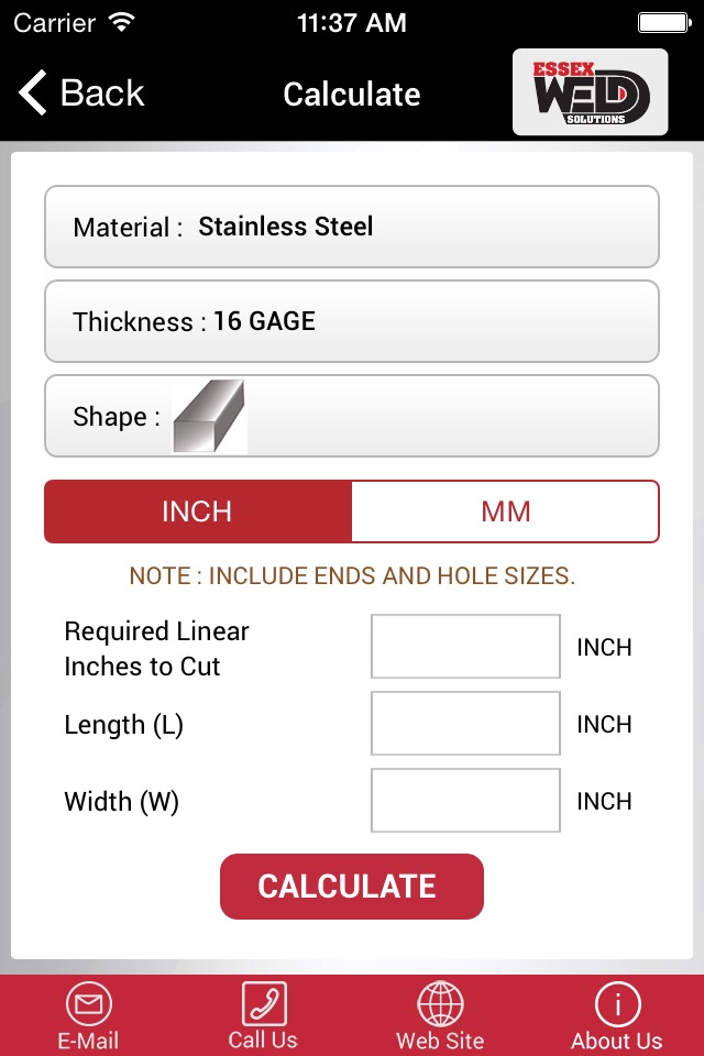 Essex Weld Solutions Laser Calculator screenshot 4