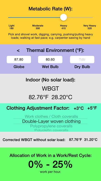 Thermal Stress Calculator - Calculate instantly WBGT with or without solar load!