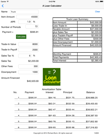 A Loan Calculator for iPad screenshot 4
