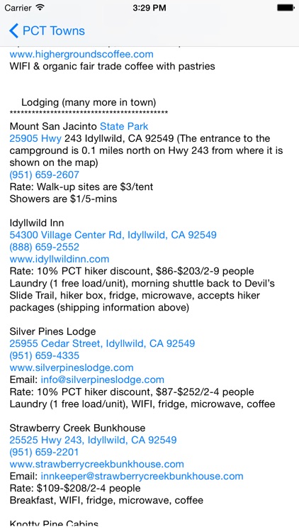 Pacific Crest Trail SoCal Towns