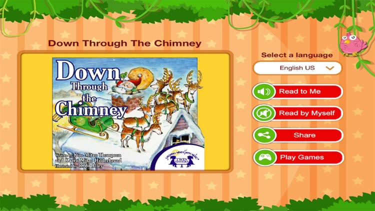 Down Through The Chimney - Read along interactive Christmas eBook in English for children with puzzles and learning games