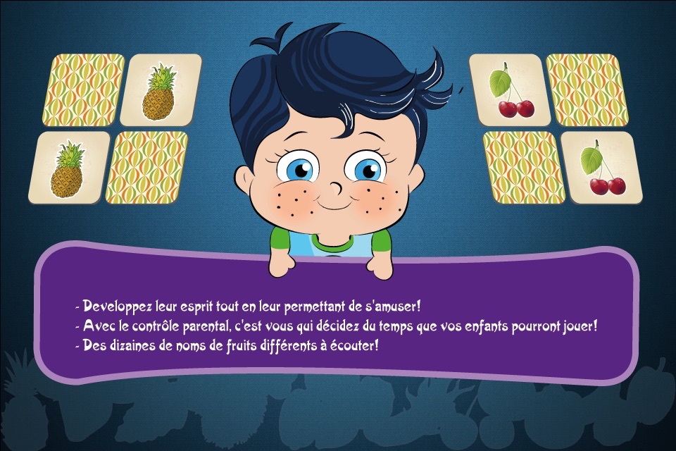 P'tit Génie - Jeu de Mémoire - Fruits - Jeu éducatif pour les enfants - GRATUIT screenshot 2