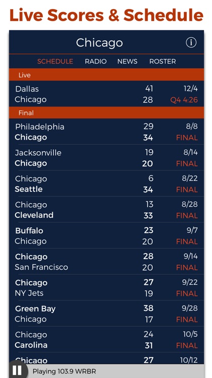 Chicago Football Radio & Live Scores