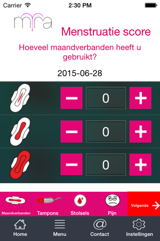 MIRA Trial menstruatie score screenshot 4