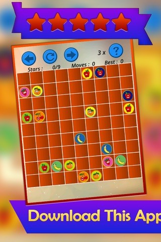 A Puzzle Game to Match  & Connect - Draw Line  between Same Pairs of Cartoon Fruits screenshot 4