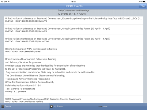 Скриншот из UNOG Events