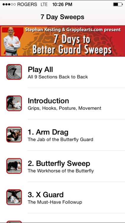 7 Days to Better Guard Sweeps by Stephan Kesting and Grapplearts.com. A Complete Guard Sweeping Strategy focusing on the Butterfly Guard, X Guard and Instep Guard for BJJ/Brazilian Jiu-Jitsu and No Gi Submission Grappling