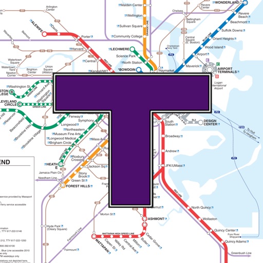 MBTA Boston T Map -- Ad Free