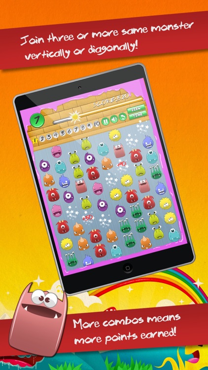 Cute Monster Heroes Match Threes Puzzle Game Pro