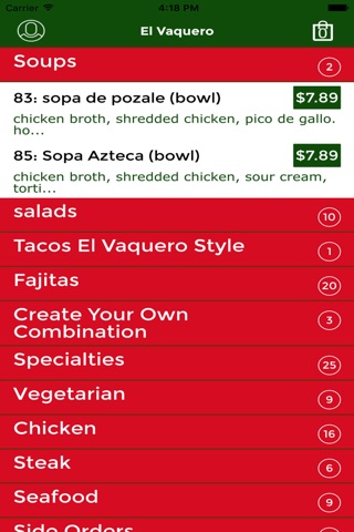 El Vaquero, Online Ordering screenshot 2