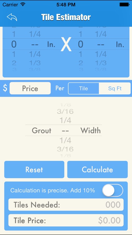 Tile Project Estimator Tool