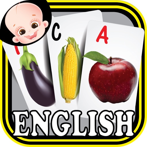Kids Fruits & Vegetables ABC Alphabets flash cards for preschool kindergarten Boys & girls Icon