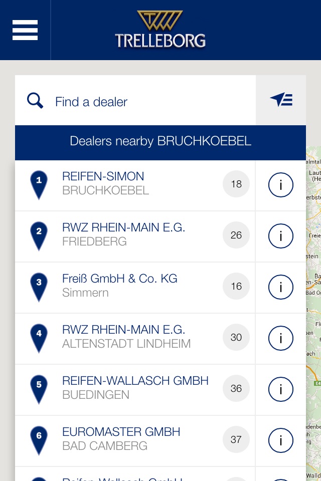 Trelleborg Dealer Locator screenshot 2